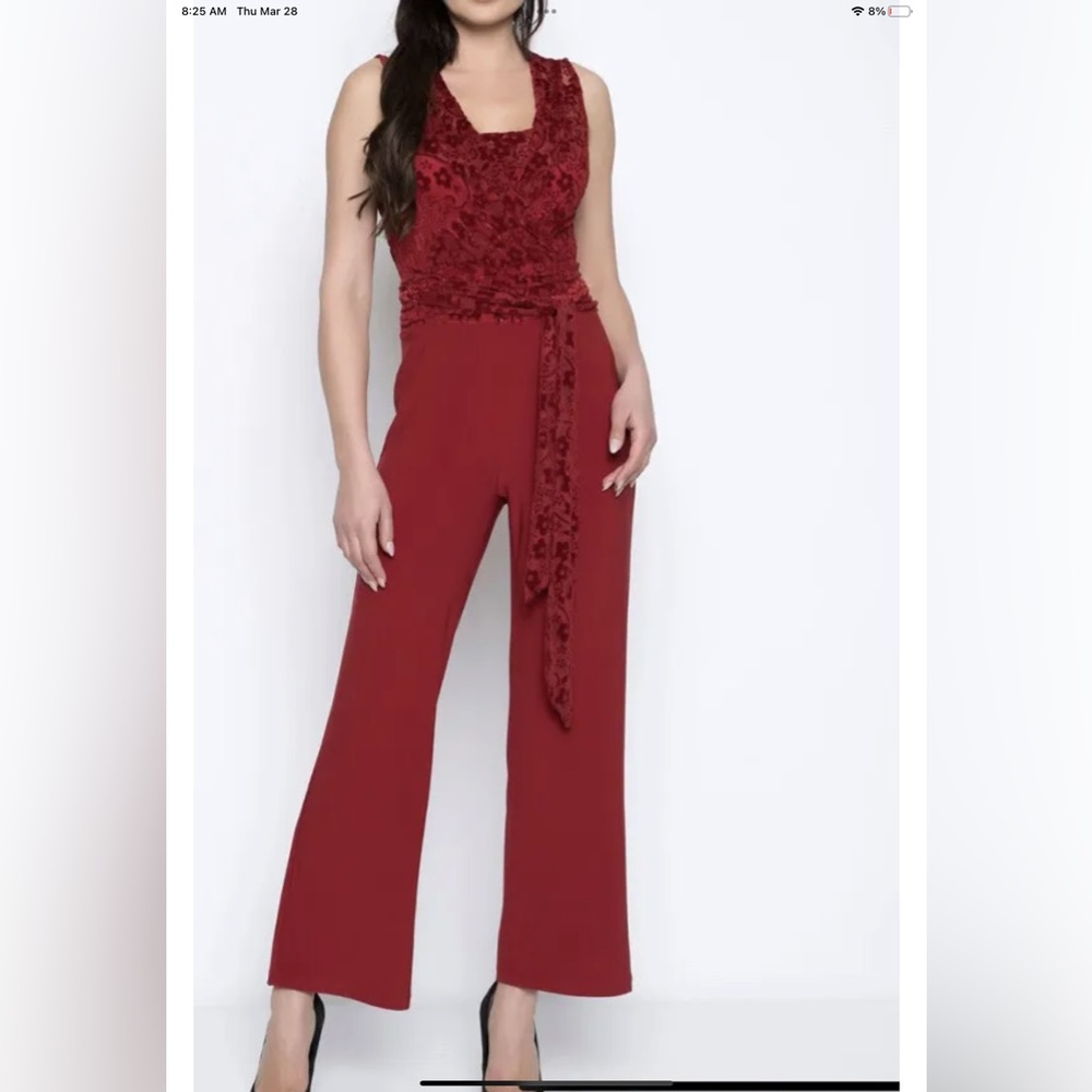 Piccadilly SLEEVELESS WAIST TIE JUMPSUIT - ROSEWOOD SZ Small NWT